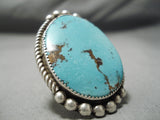 Native American One Of Best Vintage Navajo Santo Domingo Turquoise Sterling Silver Ring Old-Nativo Arts
