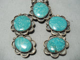 One Of The Best Vintage Native American Navajo Turquoise Sterling Silver Necklace Old-Nativo Arts