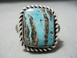 Important Vintage Native American Navajo Jeanette Dale Turquoise Sterling Silver Ring-Nativo Arts