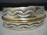 Signed Heavy Vintage Native American Navajo Hand Tooled Sterling Silver Bracelet-Nativo Arts