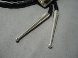 Exceptional Native American Navajo Squared Royston Turquoise Sterling Silver Bolo Tie-Nativo Arts