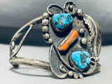 Signed Towerring Vintage Native American Navajo Turquoise Sterling Silver Cuff Bracelet-Nativo Arts