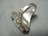 Big Mens Vintage Navajo Turquoise Sterling Silver Ring Native American Old-Nativo Arts