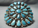 Impressive Vintage Navajo Turquoise Cluster Sterling Silver Bracelet Native American-Nativo Arts
