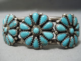 Incredible Vintage Native American Navajo Turquoise Teardrop Sterling Silver Bracelet-Nativo Arts