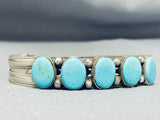 Elegant Vintage Native American Navajo Blue Gem Turquoise Sterling Silver Bracelet-Nativo Arts