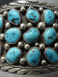 Important Vintage Native American Navajo Tommy Moore Turquoise Sterling Silver Bracelet Old-Nativo Arts