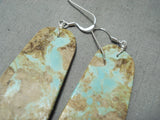 Huge Santo Domingo Royston Slab Sterling Silver Earrings Native American-Nativo Arts