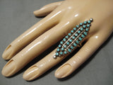 Marvelous Vintage Zuni Native American Round Turquoise Sterling Silver Ring-Nativo Arts