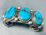 108 Grams Heavy Native American Navajo Spiderweb Turquoise Sterling Silver Bracelet-Nativo Arts