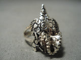 Detailed!! Important Navajo Toad Sterling Silver Native American Ring-Nativo Arts