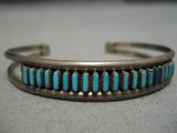 Intricate!! Vintage Native American Zuni Navajo Neelde Turquoise Sterling Silver Bracelet-Nativo Arts