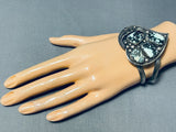 Incredibly Rare Vintage Native American Navajo Turquoise Heart Sterling Silver Bracelet Old-Nativo Arts