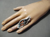 Fabulous Vintage Zuni Turquoise Sterling Silver Ring Old Native American-Nativo Arts