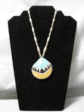 Native American Amazing Vintage Santo Domingo Sterling Silver Turquoise Shell Necklace Old-Nativo Arts