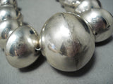 Astonishing Navajo Native American Sterling Silver Huge Pillow Beads Necklace-Nativo Arts