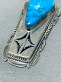 Smithsonian Native American Navajo Vintage Turquoise Sterling Silver Geomtric Necklace-Nativo Arts