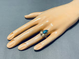 Solid 14k Gold Vintage Native American Navajo Turquoise Ring Old-Nativo Arts