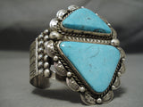 Gigantic Vintage Native American Navajo Triangular Turquoise Sterling Silver Bracelet-Nativo Arts