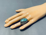 Exceptional Vintage Native American Navajo Blue Diamond Turquoise Sterling Silver Ring-Nativo Arts