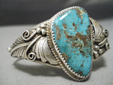 Superior Vintage Native American Navajo Old Persin Turquoise Sterling Silver Bracelet Old-Nativo Arts