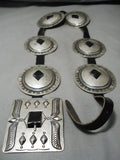 Gigantic Vintage Native American Navajo Heavy Hand Wrought Sterling Silver Concho Belt Old-Nativo Arts