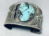 Mens Museum Vintage Native American Navajo Blue Diamond Turquoise Sterling Silver Bracelet-Nativo Arts