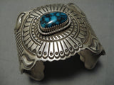 Important Vintage Native American Navajo Blue Thunder Turquoise Sterling Silver Bracelet-Nativo Arts