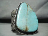 One Of The Biggest Best Bearr Bracelet Native American Navajo Turquoise Sterling Silver Bracelet-Nativo Arts