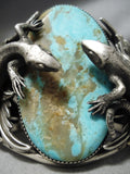 Huge Navajo Lizards Turquoise Sterling Silver Native American Bracelet-Nativo Arts