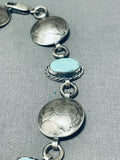 Exceptional Native American Navajo 4 Royston Turquoise 5 Silver Mercury Dimes Bracelet-Nativo Arts