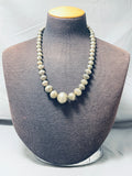 Aged Over Time Vintage Native American Navajo Sterling Silver Huge Pillow Bead Necklace-Nativo Arts