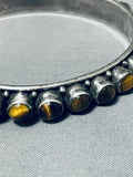 Very Rare Vintage Native American Navajo Tiger's Eye Sterling Silver Bangle Bracelet-Nativo Arts