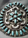 Native American Fabulous Vintage Navajo Turquoise Sun Sterling Silver Bracelet Old Cuff-Nativo Arts