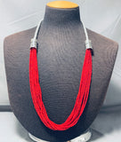 Best Signed Native American Navajo Circular Coral Very Rare Sterling Silver Necklace-Nativo Arts