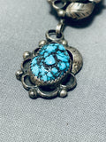 Very Unique Vintage Native American Navajo Turquoise Sterling Silver Tubule Necklace Old-Nativo Arts