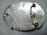 One Of The Largest Vintage Native American Navajo Turquoise Sterling Silver Buckle-Nativo Arts