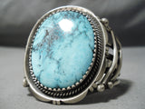 One Of Biggest Best Vintage Native American Navajo Verdy Jake Turquoise Sterling Silver Bracelet-Nativo Arts