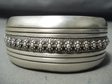 Hvy Hand Tooled Vintage Native American Navajo Sterling Silver Bracelet Signed-Nativo Arts