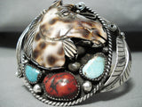 Native American Important Hand Carved Horse Turquoise Sterling Silver Bracelet Francisco Gomez-Nativo Arts