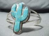 Whimsical Native American Navajo Turquoise Sterling Silver Cactus Bracelet-Nativo Arts