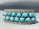 Stunning Vintage Native American Navajo 28 Blue Gem Turquoise Sterling Silver Bracelet-Nativo Arts