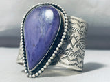 The Best Native American Navajo Charoite Teardrop Sterling Silver Bracelet Cuff-Nativo Arts