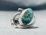 Unique Advanced Silver Work Native American Navajo Pilot Mountain Turquoise Sterling Silver Ring-Nativo Arts