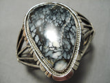 Important Liz Etsitty White Turquoise Vintage Native American Navajo Sterling Silver Bracelet-Nativo Arts