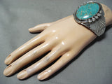Enormous Navajo Native American Royston Turquoise Sterling Silver Bracelet-Nativo Arts