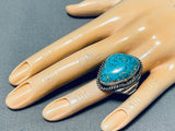 Thick Heavy Vintage Native American Navajo Spiderweb Turquoise Sterling Silver Ring Old-Nativo Arts