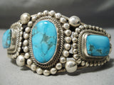 Heavy Thick Vintage Native American Navajo Turquoise Sterling Silver Rick Martinez Bracelet-Nativo Arts