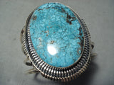 Huge Vintage Native American Navajo Intense Spiderwbe Turquoise Sterling Silver Bracelet-Nativo Arts