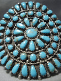 Spectacular Vintage Native American Zuni Blue Gem Turquoise Sterling Silver Bracelet Old-Nativo Arts